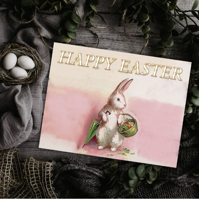 Postal Festiva Vintage Easter Bunny Greet (Subido por el creador)