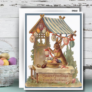 Postal Festiva Vintage Easter Bunny Personalizado Easter Greeting