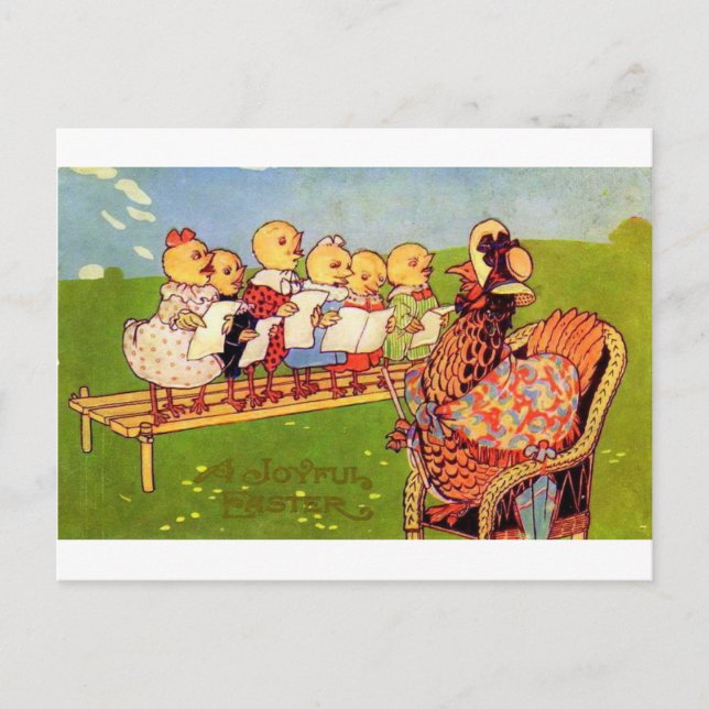POSTAL FESTIVA VINTAGE EASTER CHICKS GREETINS (Anverso)