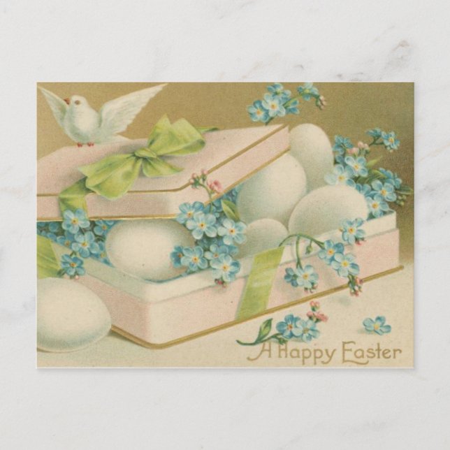 Postal Festiva Vintage Easter Dove and Eggs (Anverso)