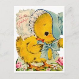 Postal Festiva Vintage Easter Greetings Baby Chick de los años 40