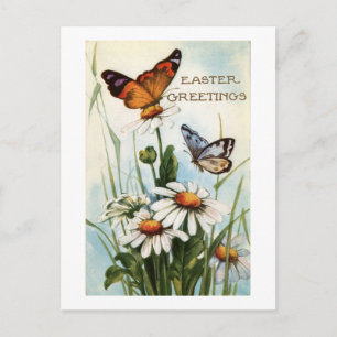Postal Festiva Vintage Easter Greetings With Butterflies Floral