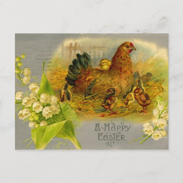 Postal Festiva Vintage Easter Hen (Anverso)