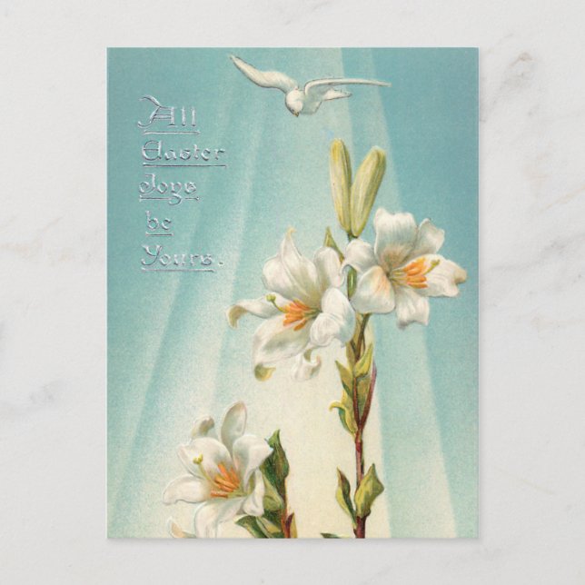 Postal Festiva Vintage Easter Lilies and Dove (Anverso)