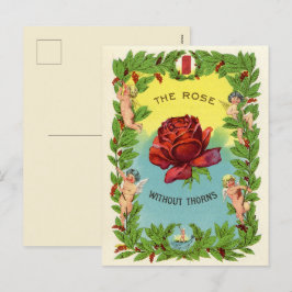 Postal Festiva Vintage El Rosa Sin Lanzar A Cherubs