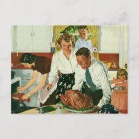 Vintage Family Cooking Thanksgiving Dinner Kitchen