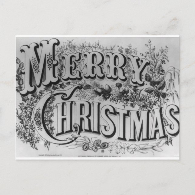 Postal Festiva Vintage "Felices Navidad" circa 1876 (Anverso)