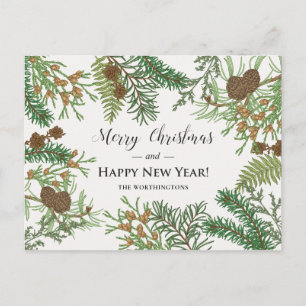 Postal Festiva Vintage Floral Pines