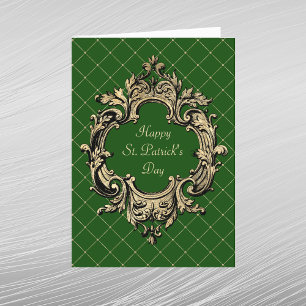 Postal Festiva Vintage Green Gold Ornate St Patricks Day
