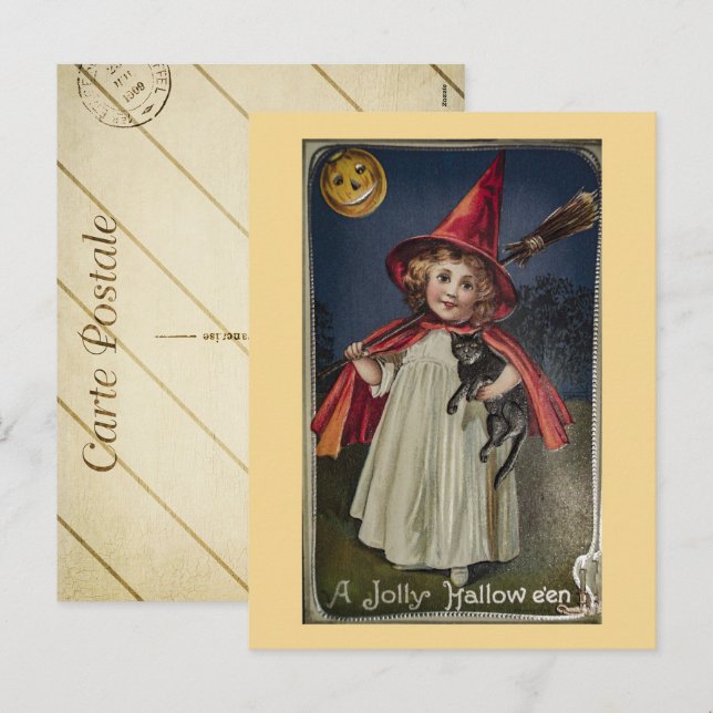 Postal Festiva Vintage Halloween Witch (Anverso / Reverso)