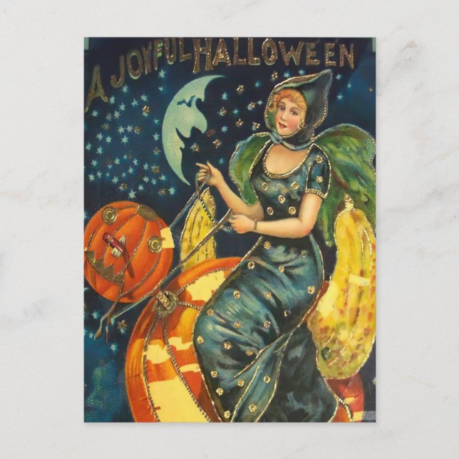 Postal Festiva Vintage Halloween Witch Poster (Anverso)