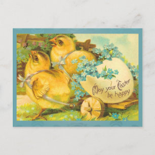 Postal Festiva Vintage Happy Easter Chicks