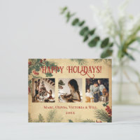 Vintage Happy Holidays Photo Holiday Postcard