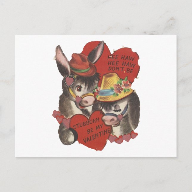 Postal Festiva Vintage Hee Haw Donkey Valentine (Anverso)