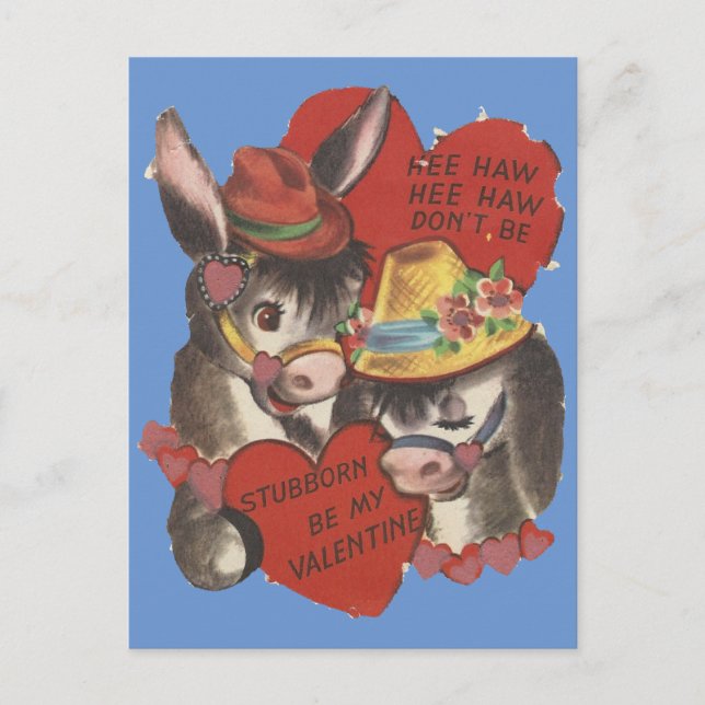 Postal Festiva Vintage Hee Haw Donkey Valentine (Anverso)