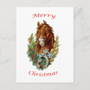 Postal Festiva Vintage Horse Merry Christmas