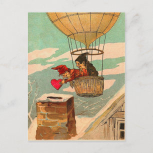 Postal Festiva Vintage Hot Air Balloon Valentcard