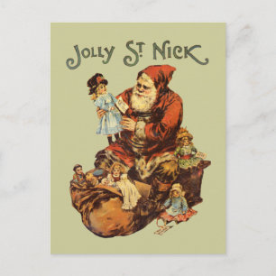 Postal Festiva Vintage Jolly San Nicolás
