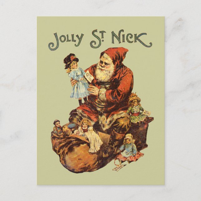 Postal Festiva Vintage Jolly San Nicolás (Anverso)