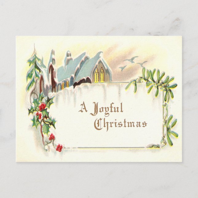 Postal Festiva Vintage Joyful Navidades (Anverso)