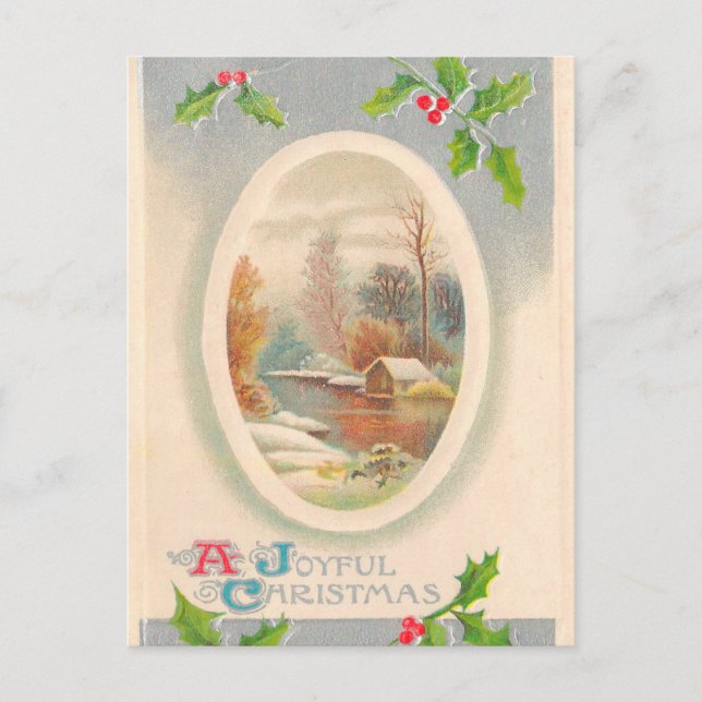 Postal Festiva Vintage Joyful Navidades (Anverso)