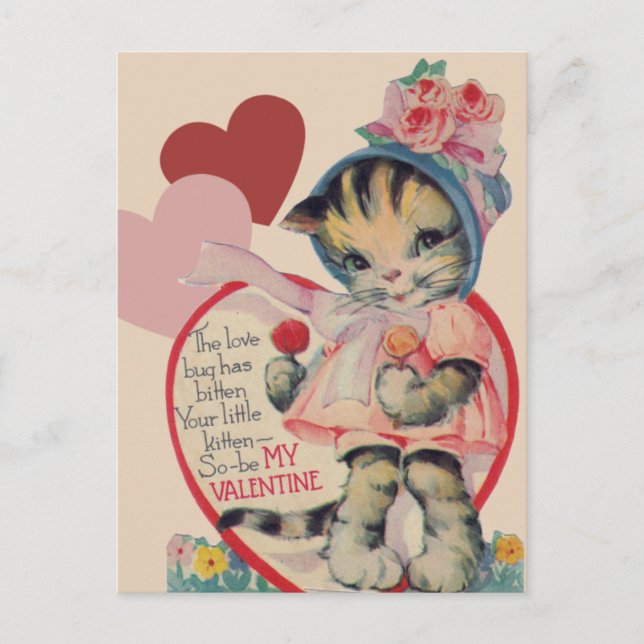 Postal Festiva Vintage Kitten Valentine (Anverso)