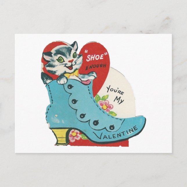 Postal Festiva Vintage Kitty Valentine (Anverso)