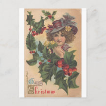 Vintage Merry Christmas Gibson Chica Postcard