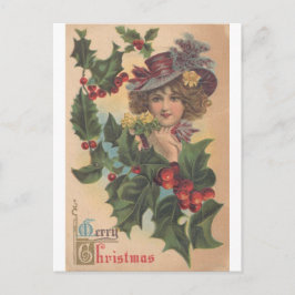 Postal Festiva Vintage Merry Christmas Gibson Chica Postcard