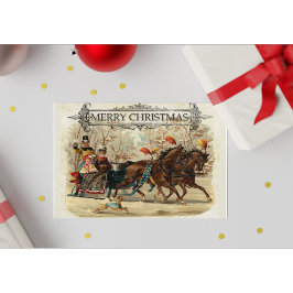 Postal Festiva Vintage Merry Christmas Horse Sleigh Ride