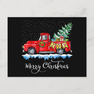 Postal Festiva Vintage Merry Christmas Red Truck Old Fashioned Ch