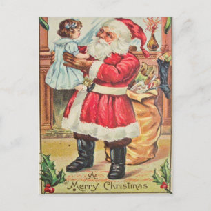 Postal Festiva Vintage Merry Christmas Santa Holiday Postcard