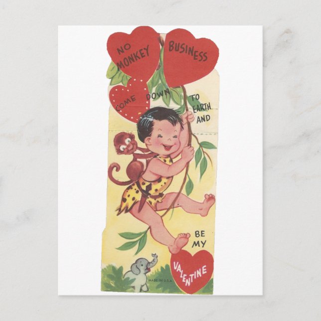 Postal Festiva Vintage "Monkey Business" Valentine (Anverso)