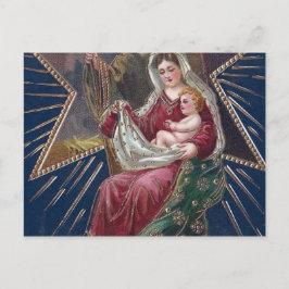 Postal Festiva Vintage Navidades de María Religiosa y Niño Jesús