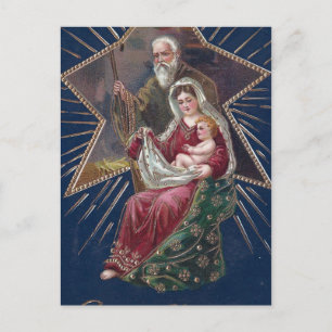 Postal Festiva Vintage Navidades de María Religiosa y Niño Jesús