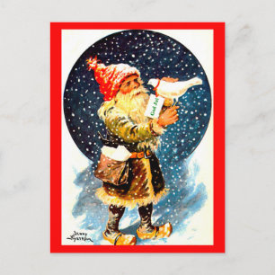 Postal Festiva Vintage Navidades suecos de tomate Gnome Postcard