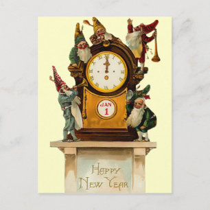 Postal Festiva Vintage New Years Eve Postcard