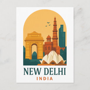 Postal Festiva Vintage Nueva Delhi India Viajes – Retro