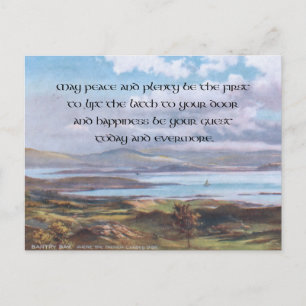 Postal Festiva Vintage Pacífico Bahía de Bantry y Bendición Irlan