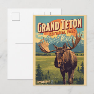 Postal Festiva vintage Parque Nacional Grand Teton Wyoming Retro