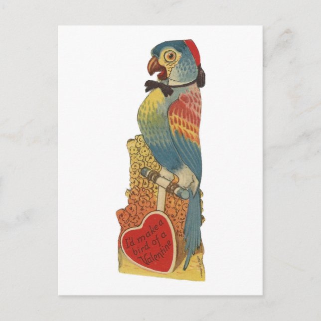 Postal Festiva Vintage Parrot Valentine (Anverso)