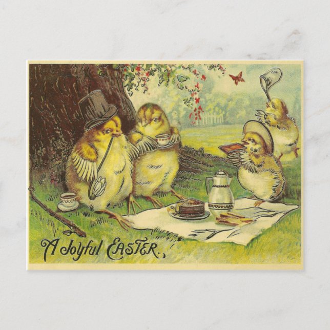 Postal Festiva Vintage Pascua alegre (Anverso)