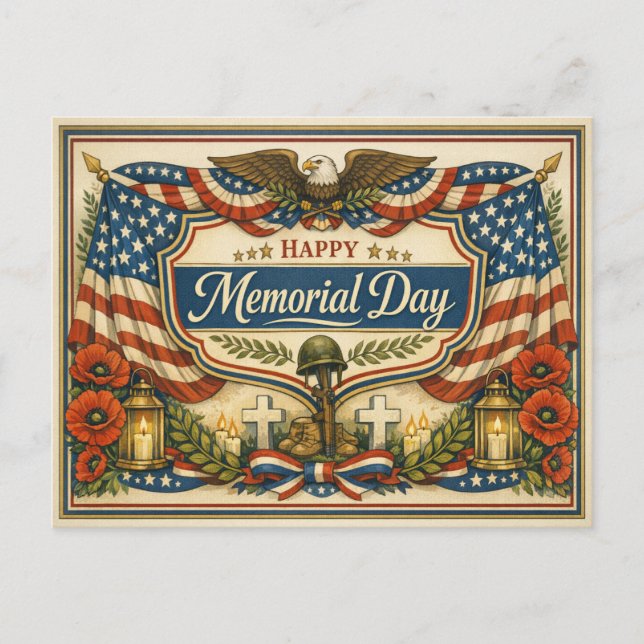 Postal Festiva Vintage Patriotic Memorial Day (Anverso)