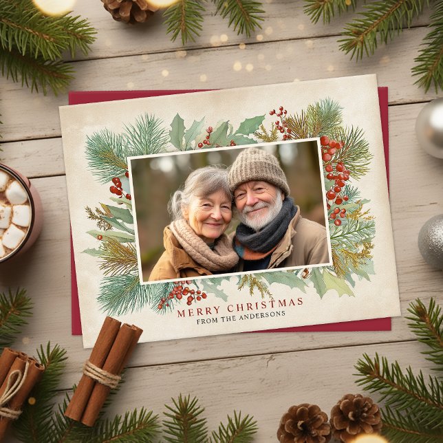 Postal Festiva Vintage Photo Christmas Card (Vintage Photo Christmas Card)