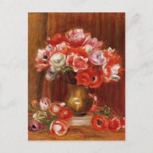 Postal Festiva Vintage Pierre-Auguste Renoir Anemones