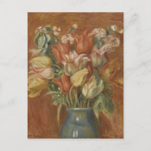 Postal Festiva Vintage Pierre Auguste Renoir Bouquet de Tulips