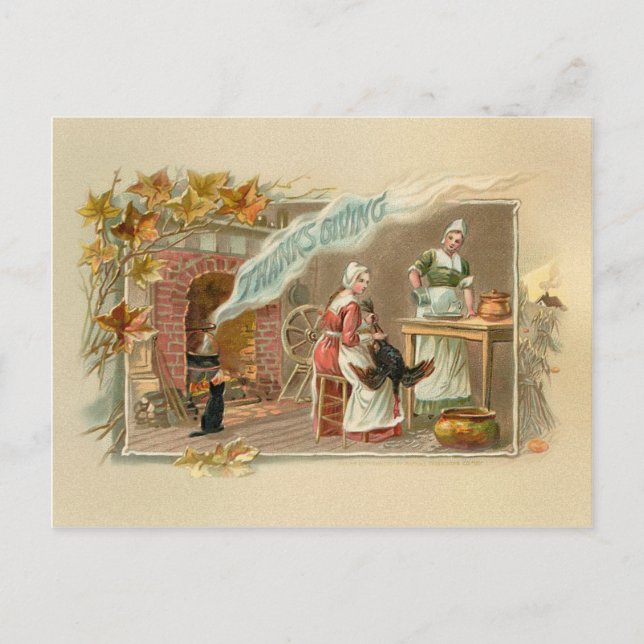 Postal Festiva Vintage Pilgrim Thankding Hearth (Anverso)