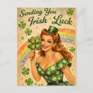 Postal Festiva Vintage Pin-Up St. Patrick’s Day Postcard 