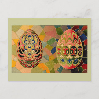 Postal Festiva Vintage pintado saludos de los huevos de Pascua