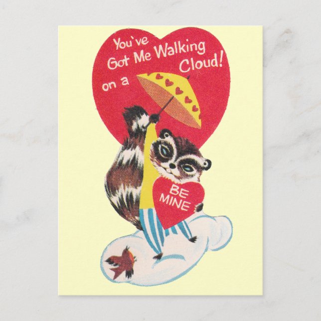 Postal Festiva Vintage Raccoon Valentine (Anverso)